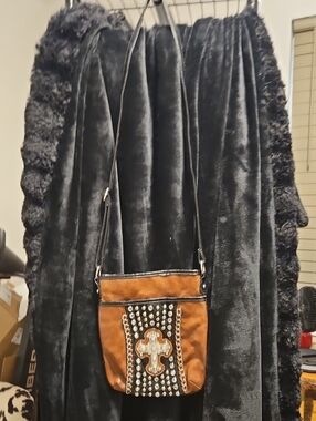 Cato Brown Crossbody with Studded Cross Detail